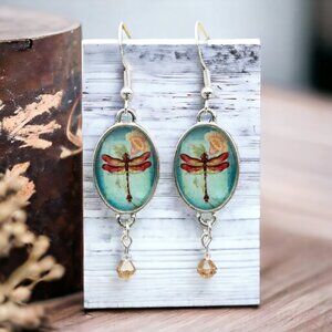 Dragonfly Drop Earrings Handmade